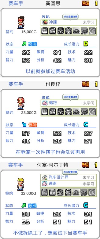 冲刺赛车物语2折相思破解版车手属性排行2